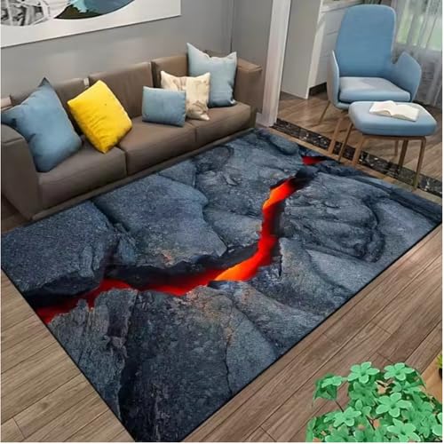 JIAOJING Volcano Lava Magma Teppiche Teppich Für Schlafzimmer Dekor Wohnzimmerteppiche Nachttisch rutschfeste Bodenmatte Hauseingang Fußmatte 120X160Cm von JIAOJING