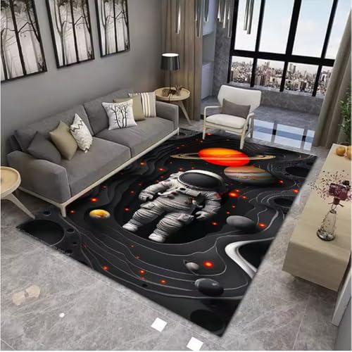 JIAOJING Weltraum Astronaut Teppich Für Wohnzimmer Küche Schlafzimmer Dekorative Matte Home Creative Dekoration Teppich 80X120Cm von JIAOJING