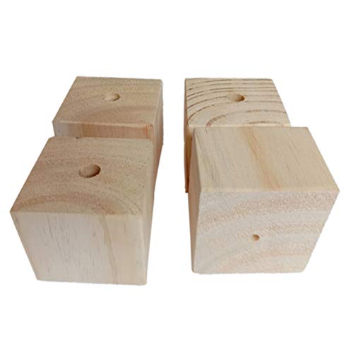 4 Stück Möbelbeine Holz Home MÖbel Riser Möbelfüße Bett Erhöhen Sie Die Möbelhöhe Kiefernholzblock Möbelerhöher,Erhöhung Für Möbel,Holztisch Schreibtisch Betterhöhung(5 * 5 * 3cm) von JIAOLUN123