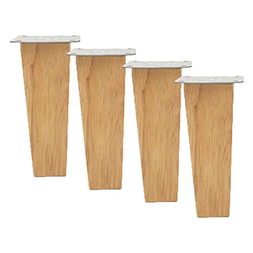 4 Stück Möbelbeine Möbelfüsse Holz Ersatz Möbelfüße aus Holz Sofafüße,Tischbeine Platz Massivholz Holzfarbe Aus Eiche für Stühle Bett Schrank,8 * 8 cm Eisenblech(150mm) von JIAOLUN123