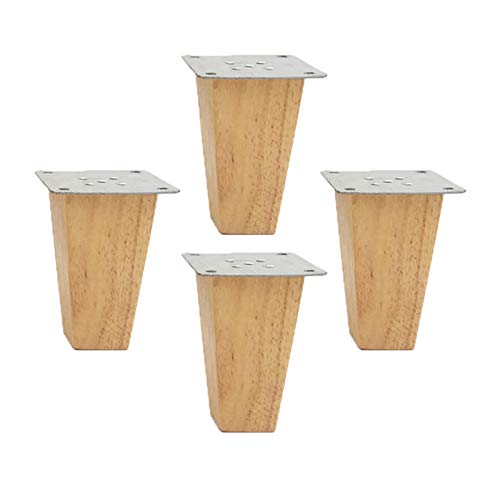 4 Stück Möbelbeine Möbelfüsse Holz Ersatz Möbelfüße aus Holz Sofafüße,Tischbeine Platz Massivholz Holzfarbe Aus Eiche für Stühle Bett Schrank,8 * 8 cm Eisenblech(80mm) von JIAOLUN123