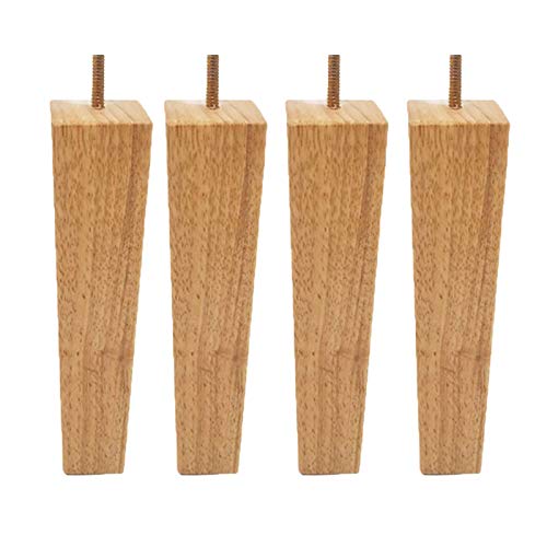 4 Stück Möbelbeine Möbelfüsse Holz Ersatz Möbelfüße aus Holz Sofafüße,Tischbeine Platz Massivholz Holzfarbe Aus Eiche für Stühle Bett Schrank,M8 Schraubenbolzen(200mm) von JIAOLUN123