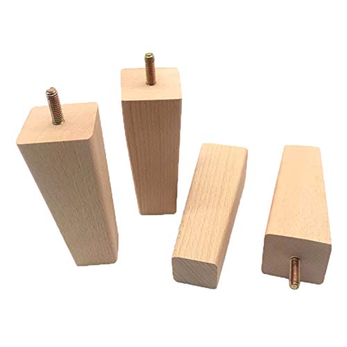 4 Stück Möbelbeine Möbelfüsse Holz Ersatz Möbelfüße aus Holz Sofafüße Platz Tischbeine Platz Massivholz Holzfarbe Aus Eiche für Stühle Bett Schrank(14cm) von JIAOLUN123