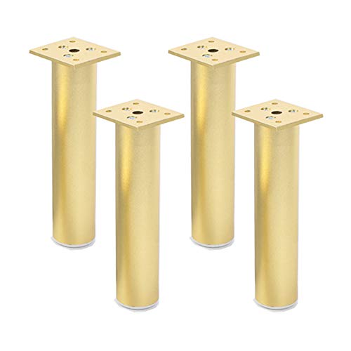 4 Stück Möbelfüße Aluminiumlegierung Möbelbeine Verstellbare Möbelfüsse Tischbein Sofafuß Bettbein Schrankbeine Couchtisch Nachttisch Füße,Verstärkte Basis mit Drei Löchern,Gold(30cm) von JIAOLUN123
