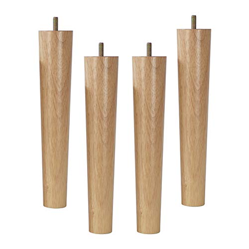 4 Stück Möbelfüße Holz Möbelfüsse Tischbeine Massivholz Konisch Ersatz Möbelbeine für Sofa Bett Schrank Holz Farbe Gummi Holz Möbel Beine M8 Gewinde Ersatz für Schrank Stuhl Couch Bett Füße(23cm) von JIAOLUN123