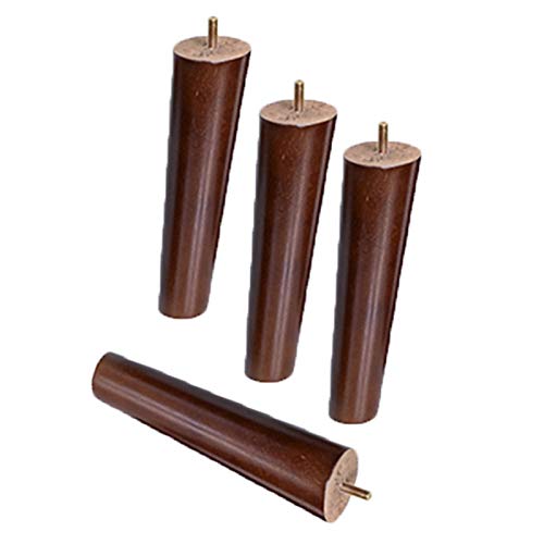 4 Stück Möbelfüße Holz Tischbeine Massivholz Konisch Ersatz Schräger Kegel Möbelbeine für Sofa Bett Schrank Ersatz für Schrank Bett Füße,Nussbaum,M6 Gewinde(20cm) von JIAOLUN123