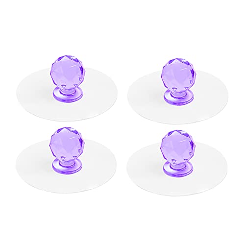 4 Stücke Schubladegriff selbstklebend Kommodenknöpfe Unsichtbar schlagfrei Schrankgriff Acryl Zierteile Küchengriffe Kleiderschrank Türgriff für Vitrinenschrank Stockgriff (Purple) von JIAOLUN123