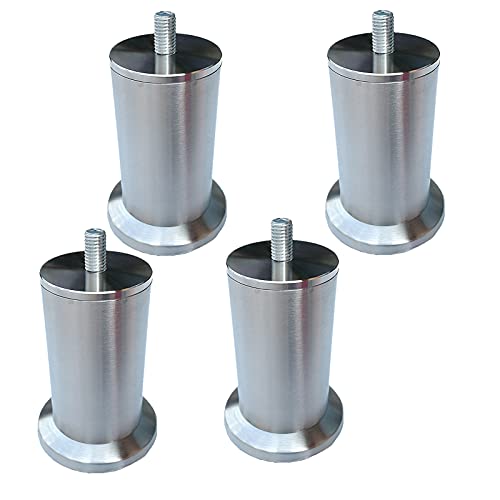 JIAOLUN123 4 Möbelfüße Möbelbeine Tischplatte aus silbernem Edelstahl, Metallschrankfüße, Sofafüße, Bettfüße, M8, dickeres Material (5.8cm) von JIAOLUN123