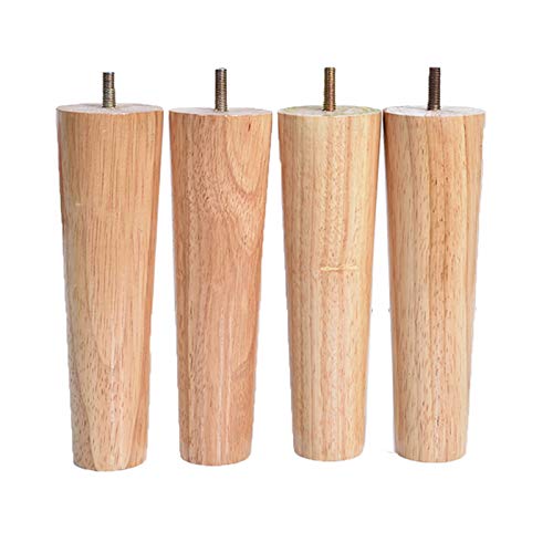 JIAOLUN123 4 Stück Holz Tischbeine Massivholz Konisch Ersatz Möbelfüße Gerader Kegel Möbelbeine für Sofa Bett Schrank M8 Gewinde Ersatz für Schrank Bett Füße(40cm) von JIAOLUN123