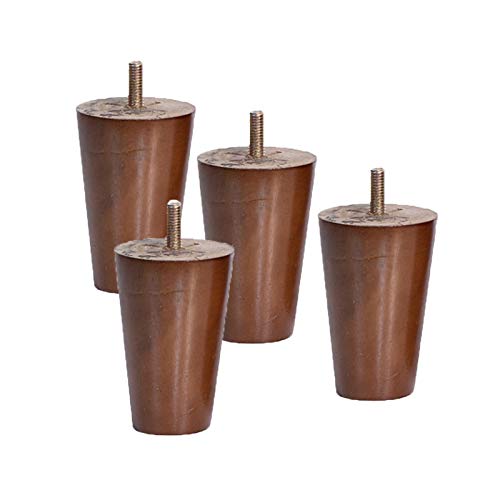 JIAOLUN123 4 Stück Möbelfüße Holz Tischbeine Massivholz Konisch Ersatz Gerader Kegel Möbelbeine für Sofa Bett Schrank Ersatz für Schrank Bett Füße,Nussbaum,M8 Gewinde(5cm) von JIAOLUN123