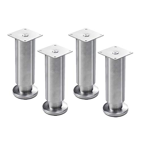 4 Verstellbare Möbelfüße aus Edelstahl Möbelbeine Tischbein aus Metall Stützfüße Sofa Füße Kabinettfüße Dickes Material Möbel Zubehör,Silber(12cm) von JIAOLUN123