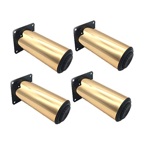 Möbelfüße Möbelbeine Metall Möbelfüße Runde Beine Edelstahl Möbelfüße Tisch Bett Schrank Sofa Beine Ersatzkabinettfüße 4er Mit Schrauben,Golden(12cm) von JIAOLUN123