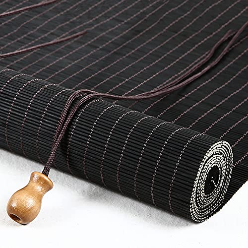 Seitenzugrollo Schwarz Bambus Rollo Retro Jalousine Bambus Vorhang Bambus Raffrollo Holzrollos Lichtfilter Sonnenschutz und Sichtschutz Rollo Für Fenster und Türen,Maßanfertigung (100x120 cm) von JIAOLUN123