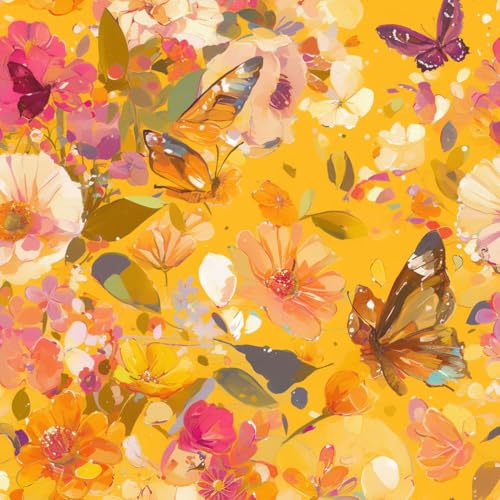 JIAOQSS Abziehbare Tapete 3D Boho Blume Feld Schmetterling Blume Kontaktpapier Muster Möbel Folie Wandbelag Selbstklebend Wasserdicht Vinyl Klebefolie für Schlafzimmer Wohnzimmer Wand Möbel von JIAOQSS