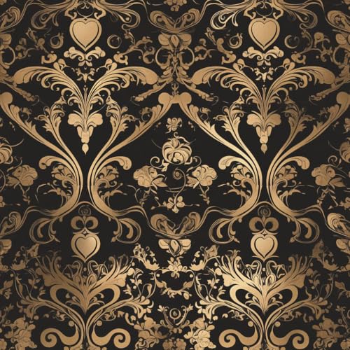 JIAOQSS Klebefolie Möbelfolie Tapete Damastblume Schwarz Gold Damastblume einfach anzubringen Selbstklebend Vinyl Möbelfolie Wohnzimmer Schlafzimmer Klebetapete Möbel Kabinett Decor von JIAOQSS