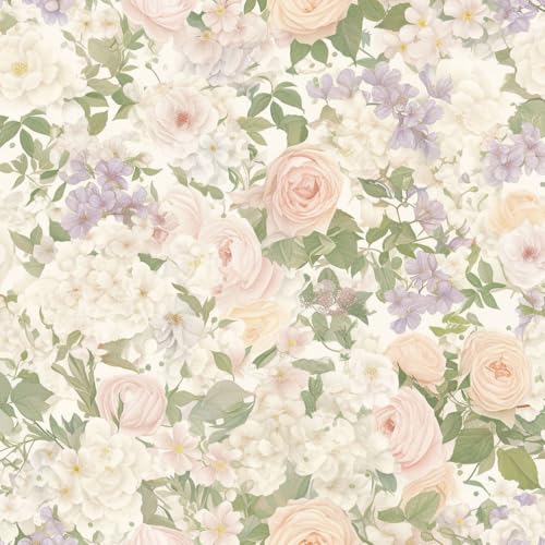 JIAOQSS Klebefolie Möbelfolie Tapete Vintage Boho Blumen Blüten Pfingstrosen Floral einfach anzubringen Klebefolie Möbel Muster Möbelfolie Selbstklebend für Schrank Tapete Schlafzimmer Muster von JIAOQSS