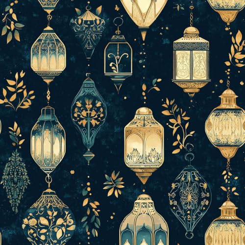 JIAOQSS Tapete die selbstklebt Retro Blau Gold Laterne Arabische Laterne Mustertapete Klebefolie Wandtapete Möbelfolie Tapeten Wasserdicht Vinyl Wrap Klebetapete Wohnzimmer Schlafzimmer Wallpaper JIAOQSS Tapete die selbstklebt Retro Blau Gold Laterne Arabische Laterne Mustertapete Klebefolie Wandtapete Möbelfolie Tapeten Wasserdicht Vinyl Wrap Klebetapete Wohnzimmer Schlafzimmer Wallpaper von JIAOQSS