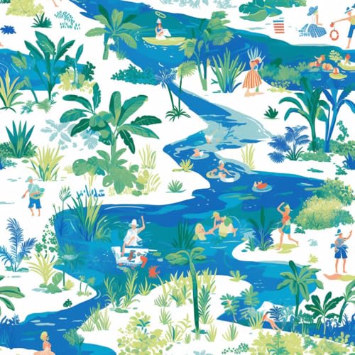 JIAOQSS Selbstklebende Tapete Aquarell abstrakte tropische Meereslandschaft Kontaktpapier Selbstklebend Vinyl Möbelfolie Wohnzimmer Schlafzimmer Klebetapete Möbel Kabinett Decor von JIAOQSS