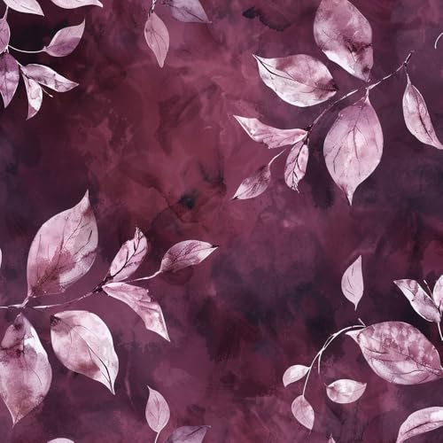 JIAOQSS Selbstklebende Tapete Blätter Aquarell Lila Mustertapete Klebefolie Muster Möbelfolie Selbstklebend Möbelaufkleber Wasserdichte Klebetapete Vinyl Folie für Möbel Wand Schrank Küche von JIAOQSS