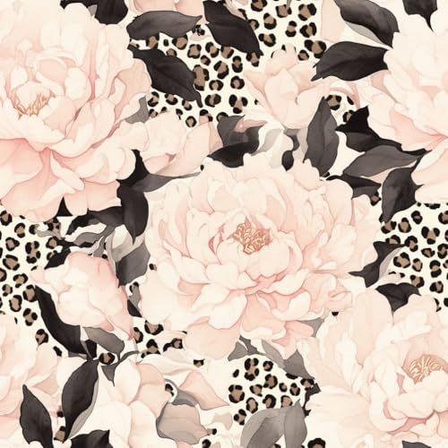 JIAOQSS Selbstklebende Tapete Boho Blumen Rosa und Braune Blumen Kontaktpapier Muster Möbel Folie Wandbelag Selbstklebend Wasserdicht Vinyl Klebefolie für Schlafzimmer Wohnzimmer Wand Möbel von JIAOQSS