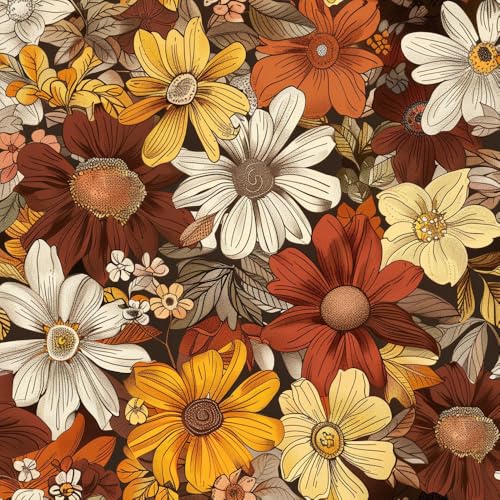 JIAOQSS Selbstklebende Tapete Retro Blumen Mustertapete Klebefolie Möbel Dekorfolie Selbstklebend Küche Klebetapete Muster Tapeten Wassdicht DIY Wohnzimmer Wandtapete von JIAOQSS