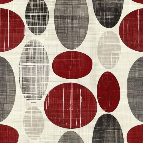 JIAOQSS Selbstklebende Tapete Rot Grau Geometrie Mustertapete Klebefolie Möbel Dekorfolie Selbstklebend Küche Klebetapete Muster Tapeten Wassdicht DIY Wohnzimmer Wandtapete von JIAOQSS