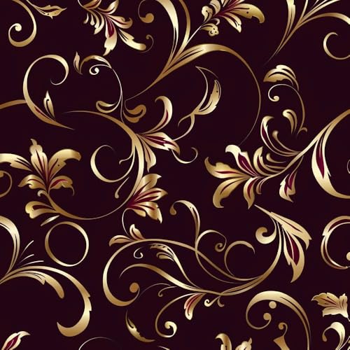 JIAOQSS Selbstklebende Tapete Rote Goldene Blumen Mustertapete Klebefolie Vinyl Möbelfolie Wandpapier Dekorfolie Muster Folie für Wohnzimmer Schlafzimmer Küche Wand Möbel von JIAOQSS
