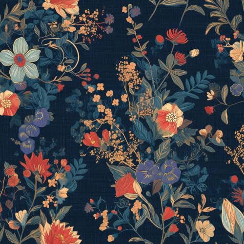 JIAOQSS Selbstklebende Tapete Rote und blaue Paisley Vintage Blumen Kontaktpapier Wandtapete Klebefolie Möbel Wasserdichte Klebetapete Wohnzimmer Schlafzimmer Möbelfolie Dekor von JIAOQSS