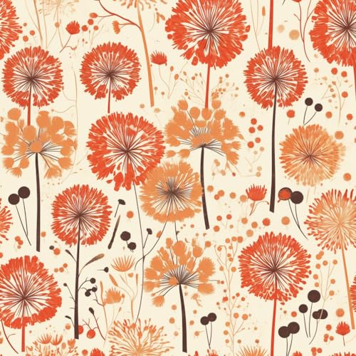 JIAOQSS Tapete die selbstklebt Retro Orange Blume Blatt Löwenzahn Mustertapete abnehmbar Vinyl Klebefolie für Wohnzimmer Schlafzimmer Küche Wand Schränke Dekor von JIAOQSS