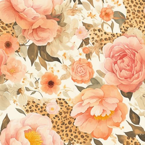 JIAOQSS Wandbelag selbstklebend Boho Blumen Rosa und Braune Blumen einfach anzubringen abnehmbar Vinyl Klebefolie für Wohnzimmer Schlafzimmer Küche Wand Schränke Dekor von JIAOQSS