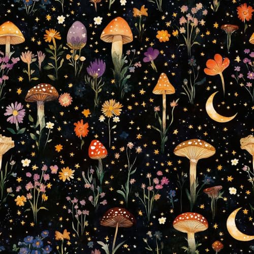 JIAOQSS Klebefolie für Wände Pilz Mond Sterne Schwarze Blumen Mustertapete Klebefolie Wandtapete Möbelfolie Tapeten Wasserdicht Vinyl Wrap Klebetapete Wohnzimmer Schlafzimmer Wallpaper JIAOQSS Klebefolie für Wände Pilz Mond Sterne Schwarze Blumen Mustertapete Klebefolie Wandtapete Möbelfolie Tapeten Wasserdicht Vinyl Wrap Klebetapete Wohnzimmer Schlafzimmer Wallpaper von JIAOQSS