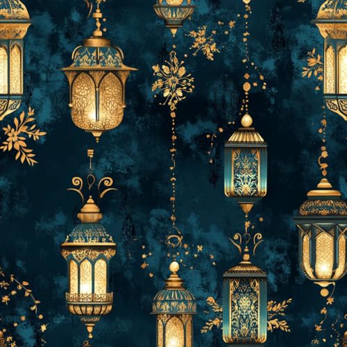 JIAOQSS Klebefolie für Wände Retro Blau Gold Laterne Arabische Laterne Mustertapete Muster Möbel Folie Wandbelag Selbstklebend Wasserdicht Vinyl Klebefolie für Schlafzimmer Wohnzimmer Wand Möbel JIAOQSS Klebefolie für Wände Retro Blau Gold Laterne Arabische Laterne Mustertapete Muster Möbel Folie Wandbelag Selbstklebend Wasserdicht Vinyl Klebefolie für Schlafzimmer Wohnzimmer Wand Möbel von JIAOQSS
