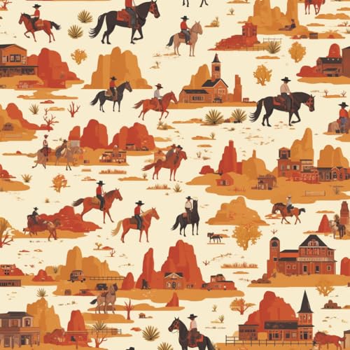 Klebefolie Möbelfolie Tapete Kreative Cowboys Boho Western Cowboys einfach anzubringen Möbelfolie Selbstklebend Klebefolie Muster Wasserdichte Möbelaufkleber Vinyl Folie für Möbel, Küche, Schlafzimme von JIAOQSS