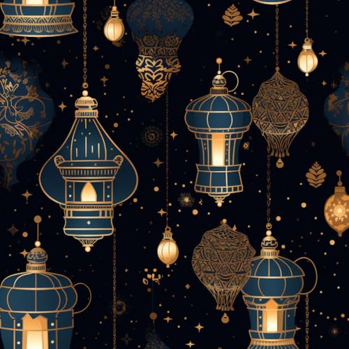 JIAOQSS Wandbelag selbstklebend Retro Laterne Blau Gold Arabische Laterne einfach anzubringen Selbstklebend Vinyl Möbelfolie Wohnzimmer Schlafzimmer Klebetapete Möbel Kabinett Decor von JIAOQSS