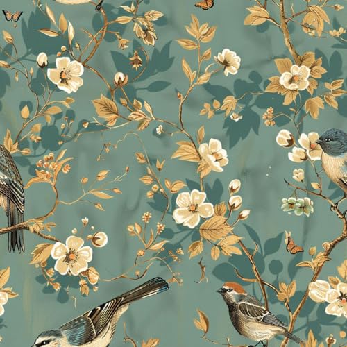 JIAOQSS Wandbelag selbstklebend Vogel Vintage Teal einfach anzubringen Klebefolie Vinyl Möbelfolie Wandpapier Dekorfolie Muster Folie für Wohnzimmer Schlafzimmer Küche Wand Möbel JIAOQSS Wandbelag selbstklebend Vogel Vintage Teal einfach anzubringen Klebefolie Vinyl Möbelfolie Wandpapier Dekorfolie Muster Folie für Wohnzimmer Schlafzimmer Küche Wand Möbel von JIAOQSS
