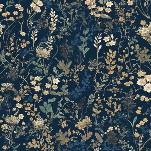 Klebefolie Möbelfolie Tapete Vintage Blaues Blatt Grüne Botanische Blumen einfach anzubringen Klebefolie Möbel Tapete Kinderzimmer Muster Dekofolie Möbelfolie Selbstklebend Wand Tapeten Wohnzimmer Sc von JIAOQSS