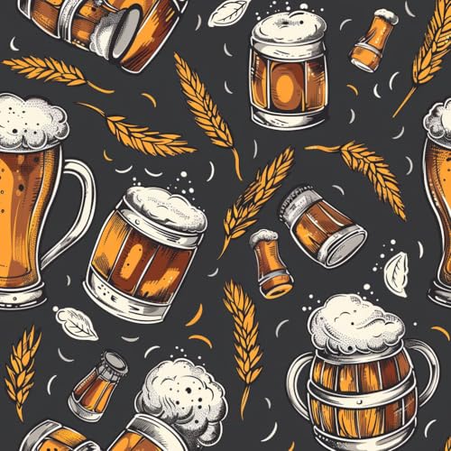 Selbstklebende Tapete Bierkrüge Fässer Weizen Retro Stil Kontaktpapier Klebefolie Muster Möbelfolie Selbstklebend Möbelaufkleber Wasserdichte Klebetapete Vinyl Folie für Möbel Wand Schrank Küche von JIAOQSS