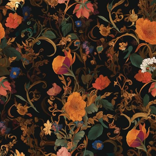 Selbstklebende Tapete Vintage Boho Blumen Blüten Pfingstrosen Floral Kontaktpapier Klebefolie Möbel Dekorfolie Selbstklebend Küche Klebetapete Muster Tapeten Wassdicht DIY Wohnzimmer Wandtapete von JIAOQSS