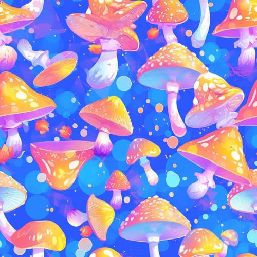 Wandbelag selbstklebend Aquarell bunter Pilz Pilz im Märchenwald einfach anzubringen Klebefolie Muster Möbelfolie Selbstklebend Möbelaufkleber Wasserdichte Klebetapete Vinyl Folie für Möbel Wand Schr von JIAOQSS