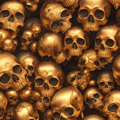 Wandbelag selbstklebend Kreativer Gothic-Totenkopf in Schwarz und Gold Kontaktpapier Retro-Totenkopf Klebefolie Möbel Muster Tapete Möbelfolie Selbstklebend für Schrank Tapete Schlafzimmer Muster von JIAOQSS