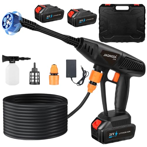 Akku-Hochdruckreiniger für Makita Akkus,Mobiler Hochdruckreiniger Druckreinigerpistole mit 2 Batterien, 6-in-1-Multifunktionsdüse, Hydroblast Pressure Washer Wasserpistole für Auto, Fenster, Rasen von JIAQINGDA