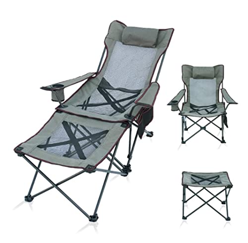 JIAQIWENCHUANG Outdoor-Campingstuhl, zusammenklappbarer, tragbarer Liegestuhl mit Getränkehalter, Abnehmbarer Beistelltisch und Tragetasche mit Kissen, tragbare zusammenklappbare Rasenstühle (Color : von JIAQIWENCHUANG