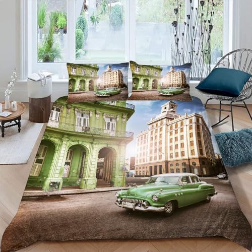 JIARAO Bettwäsche 3D Auto Bettbezug Set 135x200 cm Kinder Bettwäsche Set 3 Teilig Bettbezüge Moderne Stadt Mikrofaser Bettbezug mit Reißverschluss und 2 Kissenbezug 80x80 cm von JIARAO