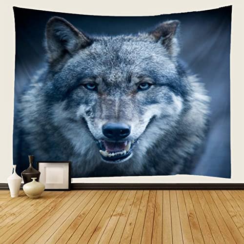 JIARAO Wandteppich Wandbehang Wandtuch Dunkelgrauer Wolf Tapestry Wall Decoration Hanging Plüsch weichen Stoff Waldtiere Wohnzimmer Schlafzimmer Teppich Yogamatte Picknickdecke Wanddeko (150 x 200) von JIARAO