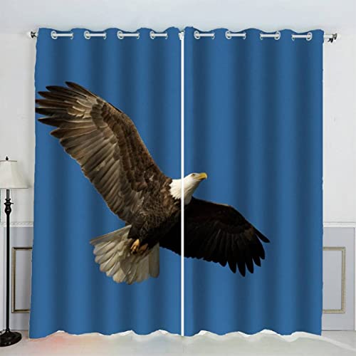 JIARAO Weißkopfseeadler Vorhang mit ösen B 200 X H 200 cm Polyester Gardinen Blickdicht Verdunkelungs Geräuschreduzierung Wildtiere Vorhänge 2 Stücke für Wohnzimmer Schlafzimmer Küche Landhaus von JIARAO