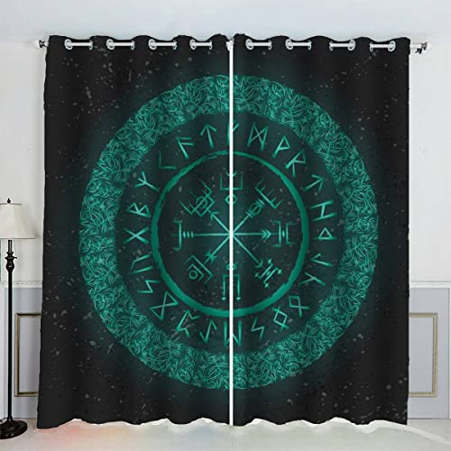 JIARAO Wikinger Vorhang mit ösen B 200 X H 200 cm Polyester Gardinen Blickdicht Verdunkelungs Geräuschreduzierung Runde Gotische Symbole Vorhänge 2 Stücke für Wohnzimmer Schlafzimmer Küche Landhaus JIARAO Wikinger Vorhang mit ösen B 200 X H 200 cm Polyester Gardinen Blickdicht Verdunkelungs Geräuschreduzierung Runde Gotische Symbole Vorhänge 2 Stücke für Wohnzimmer Schlafzimmer Küche Landhaus von JIARAO