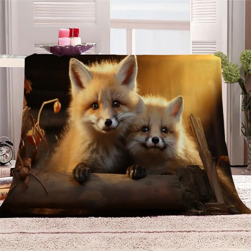 Kuscheldecke Kinder 100x130 cm 3D Fuchs Waschbar Microfaser mit Muster Wilde Tiere Flanell Decke Wohndecke Weiche Warme Flauschige Sommer Sofadecke Couchdecke Kuscheldecke Kinder 100x130 cm 3D Fuchs Waschbar Microfaser mit Muster Wilde Tiere Flanell Decke Wohndecke Weiche Warme Flauschige Sommer Sofadecke Couchdecke von JIARAO