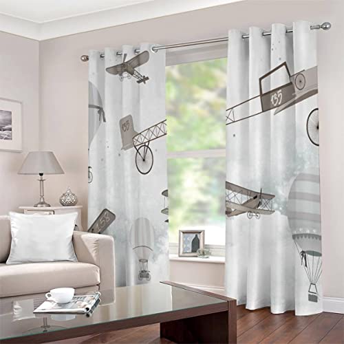 Vorhänge mit Ösen 2er Set Doppeldecker Blickdichte Gardinen Kinderzimmer Vorhänge Weißer Heißluftballon Verdunkelungsvorhang Lichtundurchlässige Vorhang mit Ösen 3D Polyester Vorhänge 150 x 166 BxH Vorhänge mit Ösen 2er Set Doppeldecker Blickdichte Gardinen Kinderzimmer Vorhänge Weißer Heißluftballon Verdunkelungsvorhang Lichtundurchlässige Vorhang mit Ösen 3D Polyester Vorhänge 150 x 166 BxH von JIARAO