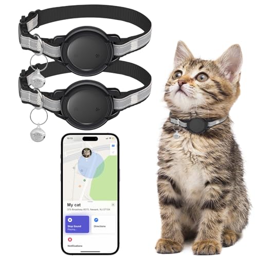 SmartTag Katzenhalsband, (2 Pack) Mini Tracker Ohne ABO für Katze, (nur IOS) mit Reflektierendes GPS Katze Tracker Halsbänder, Tracking Standort von Haustieren, Arbeite mit Apple Find My von JIARUI