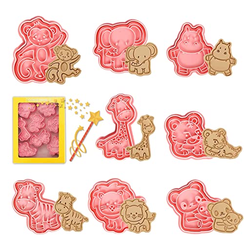Ausstechförmchen Tiere, 8 Stück Ausstechformen Tiere Keksausstecher 3D Kunststoff Ausstecher Cookie Cutter Plätzchenformen für Kinder, für Tortendeko Kekse Backen (Tier) von JIASHA
